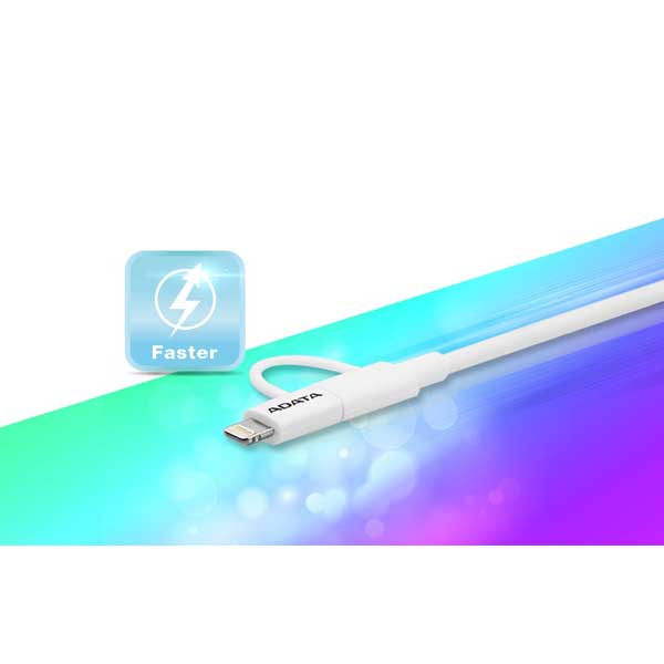 کابل تبدیل USB به لایتنینگ و MicroUSB ای دیتا طول 1 متر
