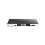 سوییچ DGS-3000-28X دارای 24 پورت گیگابیتی شبکه و 4 پورت +10G SFP است.