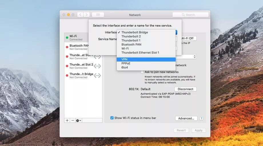 نصب VPN در Mac OS