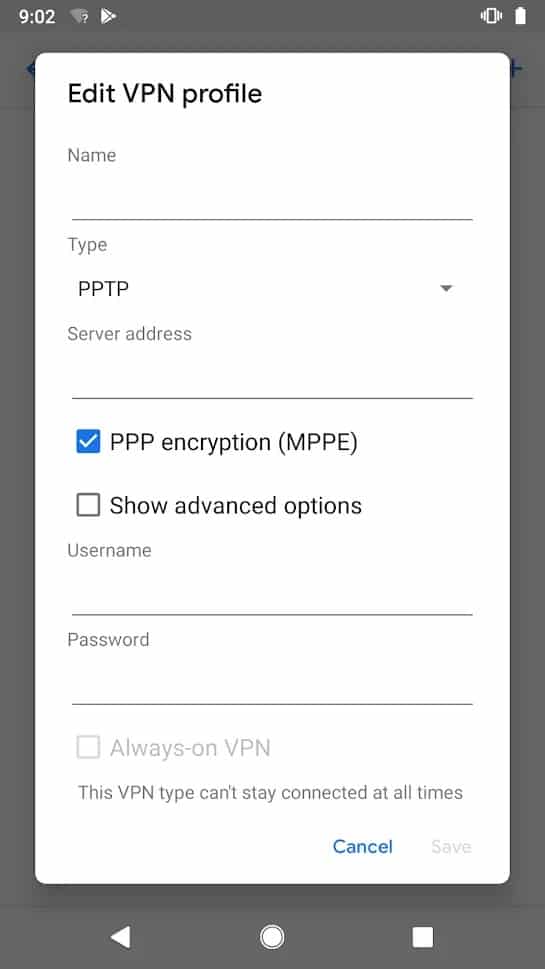 نصب یک VPN در اندروید
