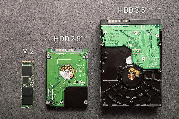 سایز SSD در مقایسه با HDD
