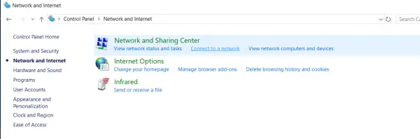 Network and Sharing center