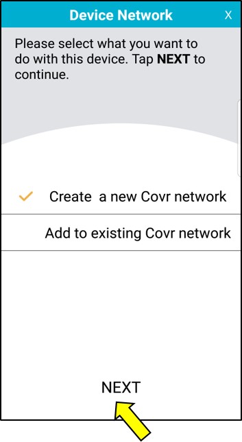 اپلیکیشن d-link گزینه‌ی Create a new Covr network