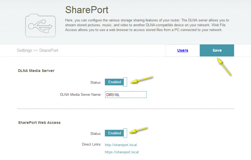 فعال سازی SharePort در سری DIR دی ‌لینک