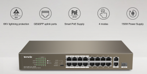 سوییچ TEF1118P تندا با 16 پورت poe