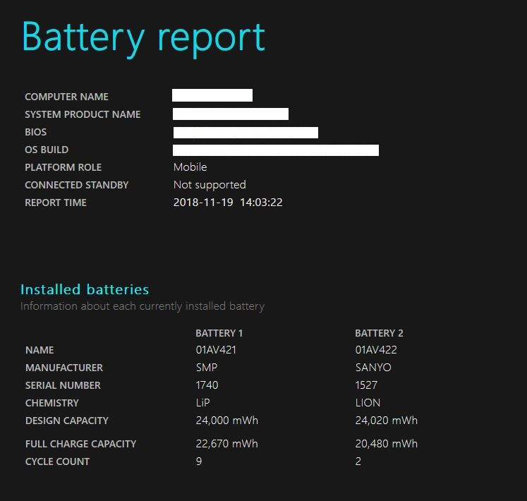 گزارش وضعیت باتری لپ تاپ 