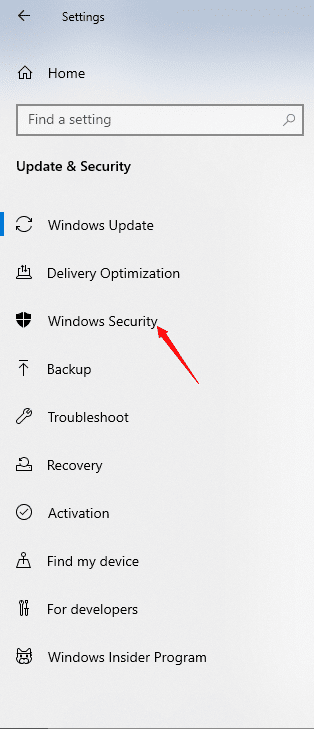 انتخاب تنظیمات Windows Security