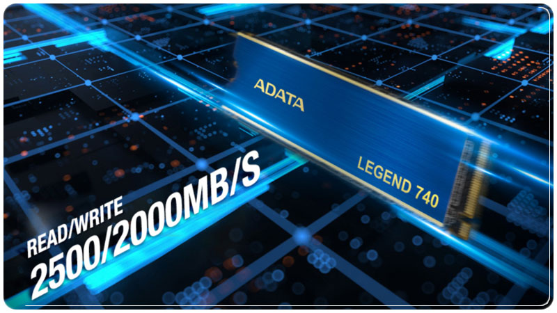 ADATA LEGEND 740 Read and Write Speed سرعت خواندن و نوشتن اطلاعات در Legend 740 به ترتیب 2500 و 2000 مگابایت بر ثانیه