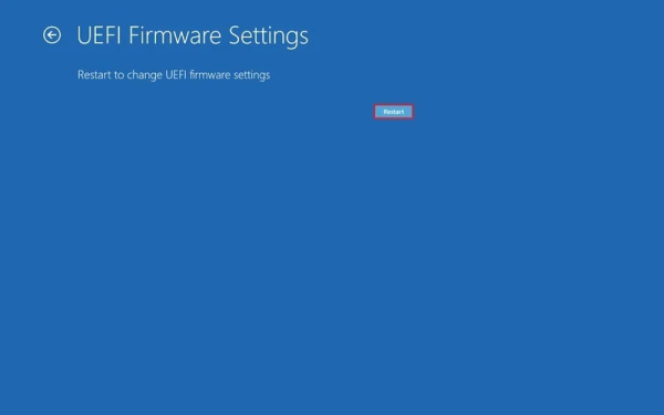 دسترسی به UEFI Firmware Settings در بوت ویندوز 10