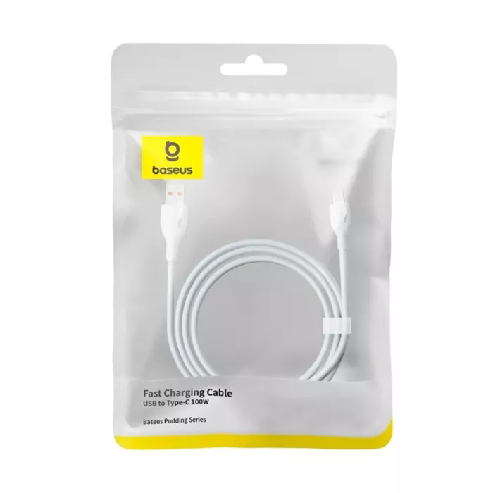 Baseus Pudding Series Fast Charging Cable USB to USB-C 100W, 1.2m - White