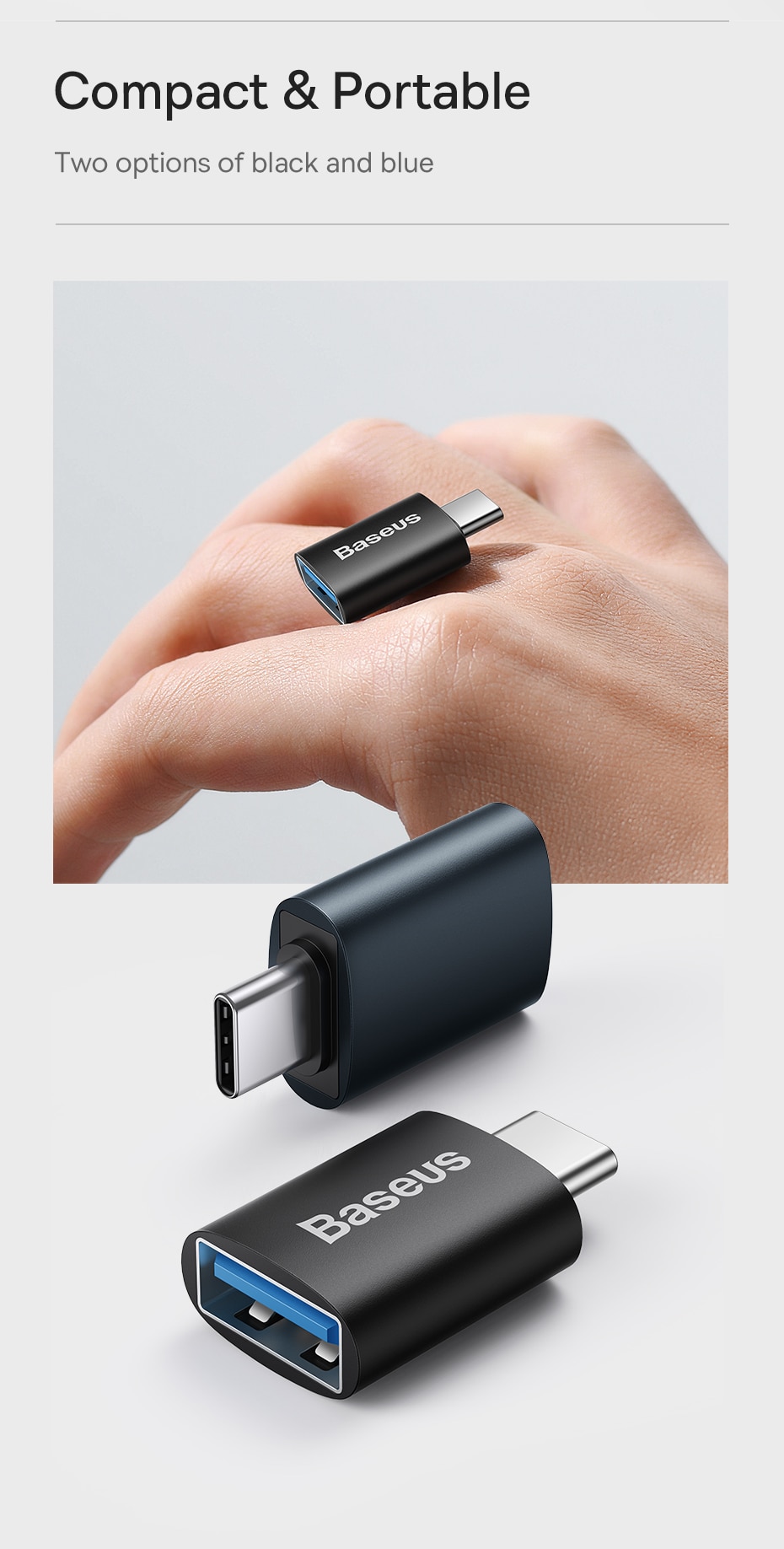 Baseus Ingenuity Series Mini OTG Adaptor Type-C to USB-A 3.1 Black