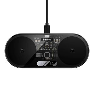 Baseus LED Display 2in1 Wireless Charger 20W BLACK
