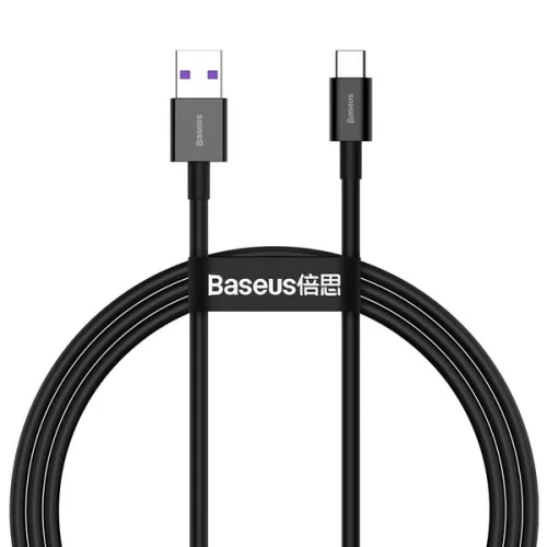Baseus Superior USB - USB Typ C fast charging data cable 66 W (11 V / 6 A) Huawei SuperCharge SCP 1 m black (CATYS-01)