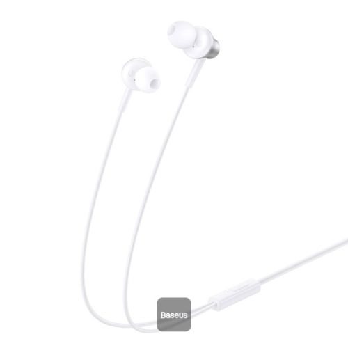 Baseus Encok HZ11 3.5mm Jack Wired Earphone, Universal Headset In-Ear Headphone With Mic - White