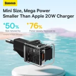 Baseus GaN5 EU Type C 20W Mobile Phone Travel Adapter Mini Fast Charger