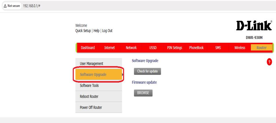 گزینه Software Upgrade