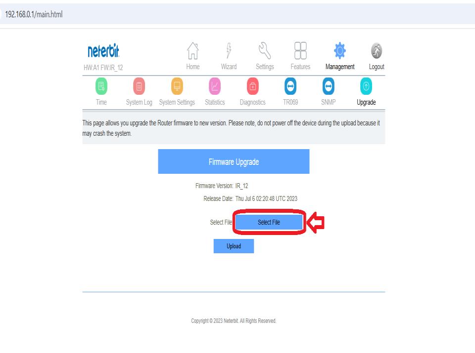 انتخاب فایل Firmware