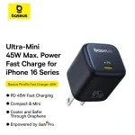 شارژر دیواری 1 پورت 45 وات بیسوس مدل PicoGo GaN Fast Charger - تصویر 3