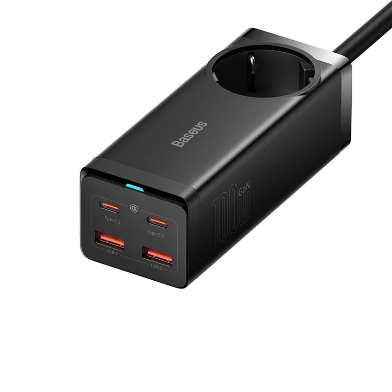Baseus_GaN3_Pro_Desktop_Powerstrip_AC_2U_2C_100W_3_800x شارژر رومیزی 4 پورت 100 وات بیسوس مدل GaN3 Pro AC+2U+2C - تصویر 1